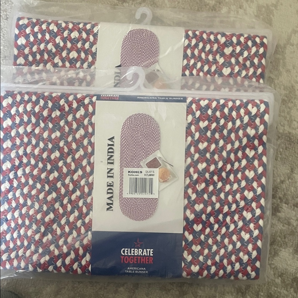 Americana Red White Blue Braided Table Runner - Set of 2